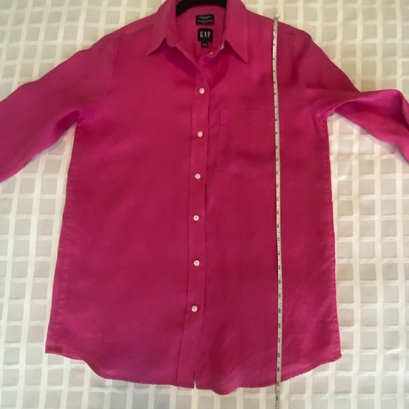 100% Linen Oversized Button Down Shirt Bright Pink Excellent Condition - Picture 6 of 11